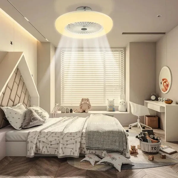 Uzaktan Kumandalı LED Tavan Vantilatör Lambası – 30W, E27, 3 Hız, Dimli