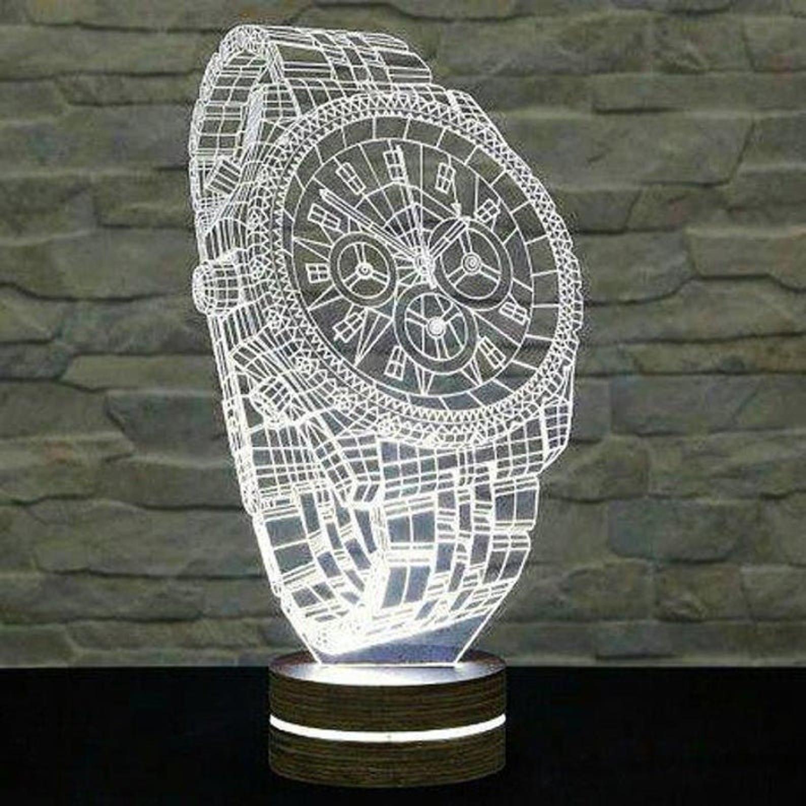 3D Saat LED Gece Lambası – CNC & Lazer Kesim Dijital Dosyası (DXF/SVG)