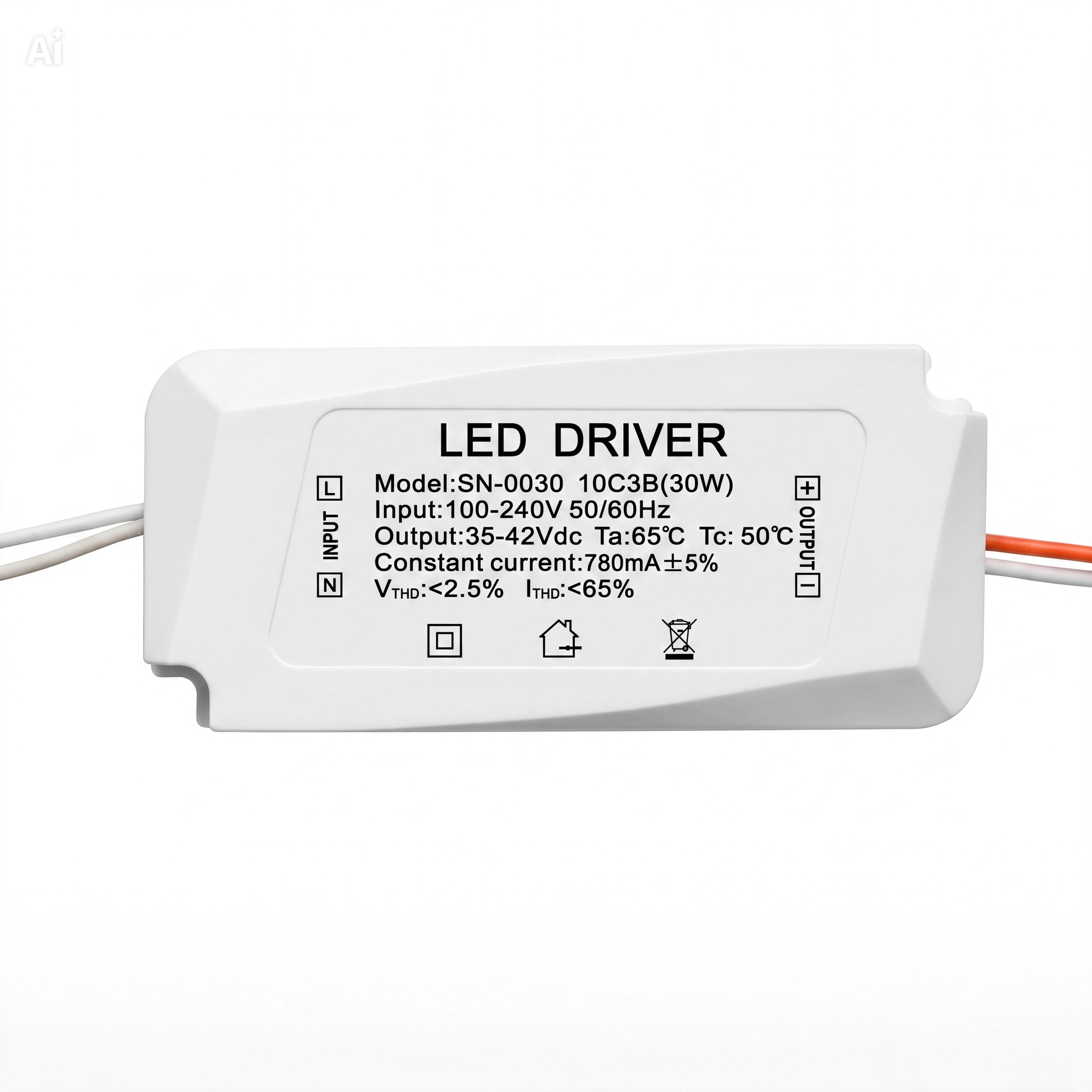 30W LED Driver 780mA Sabit Akım Güç Kaynağı (35-42V DC)