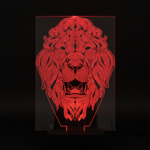 3D Aslan Kafası Pleksi Kırmızı LED