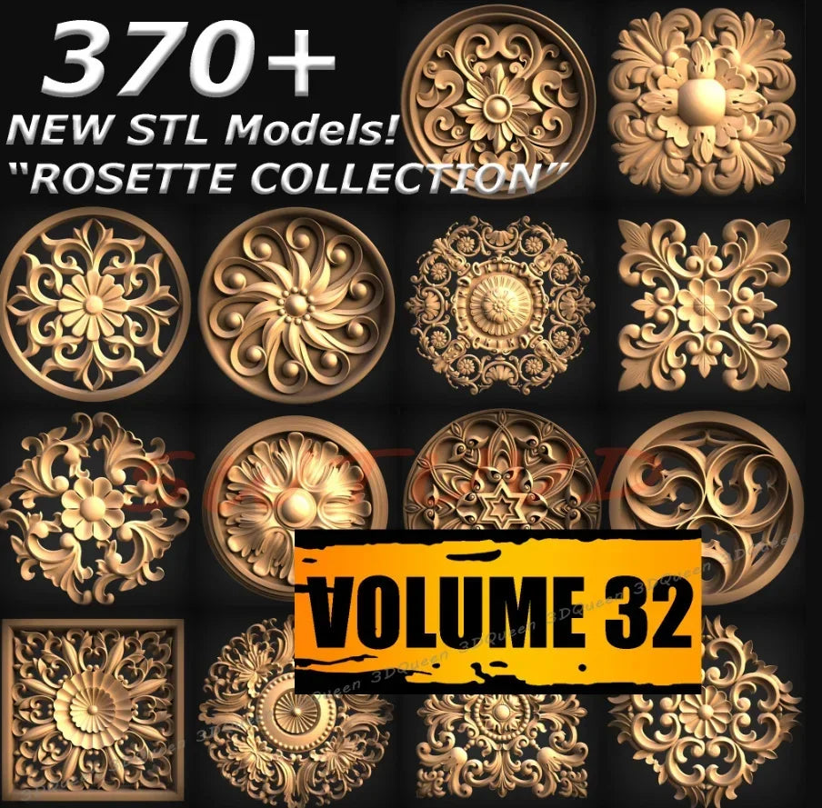 370+ Rozet & Süs STL Model Koleksiyonu – CNC Router & 3D Yazıcı için