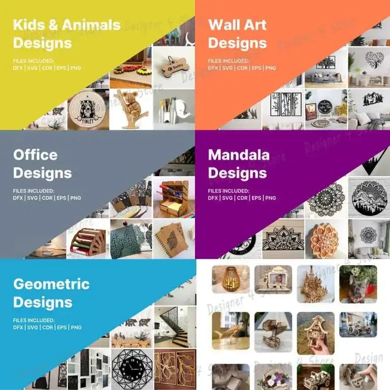 200.000+ Vektör CNC & Lazer Kesim Mega Paketi – SVG, DXF, DWG, STL, EPS