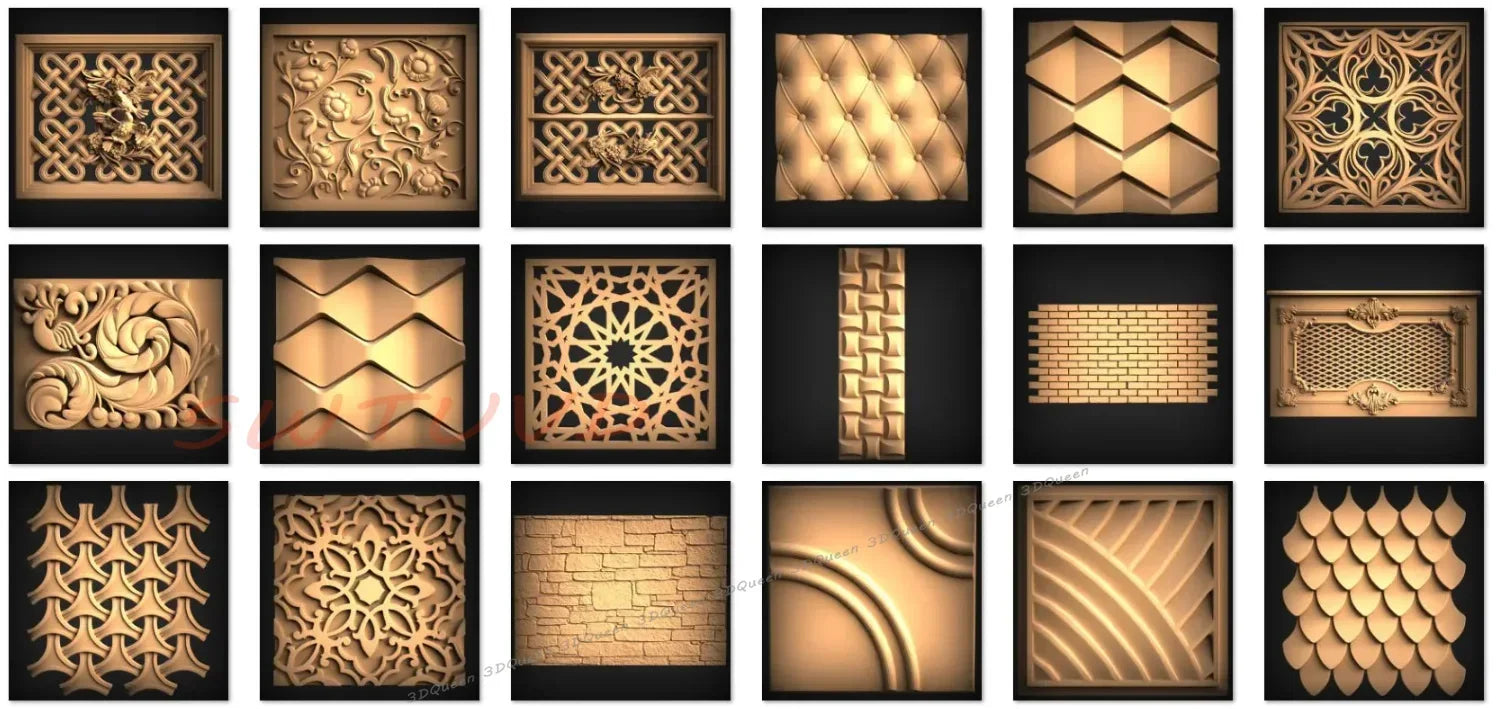 38+ Panel & Kabartma STL Model Koleksiyonu – CNC Router & 3D Yazıcı için