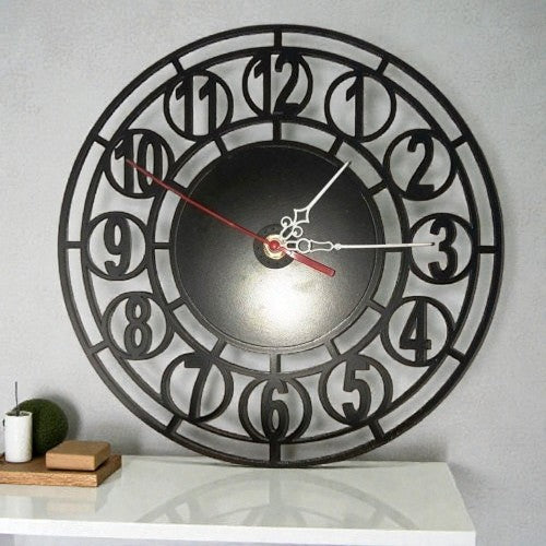 Ahşap Dekoratif Duvar Saati – Metal Çerçeveli